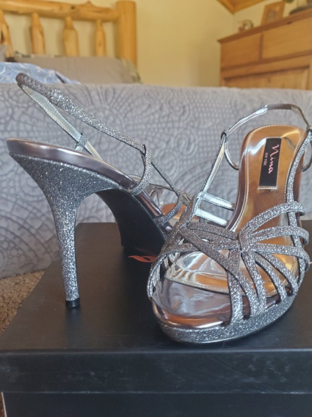 Nina Brand size 8 Pewter Heels style Fonda-YG
